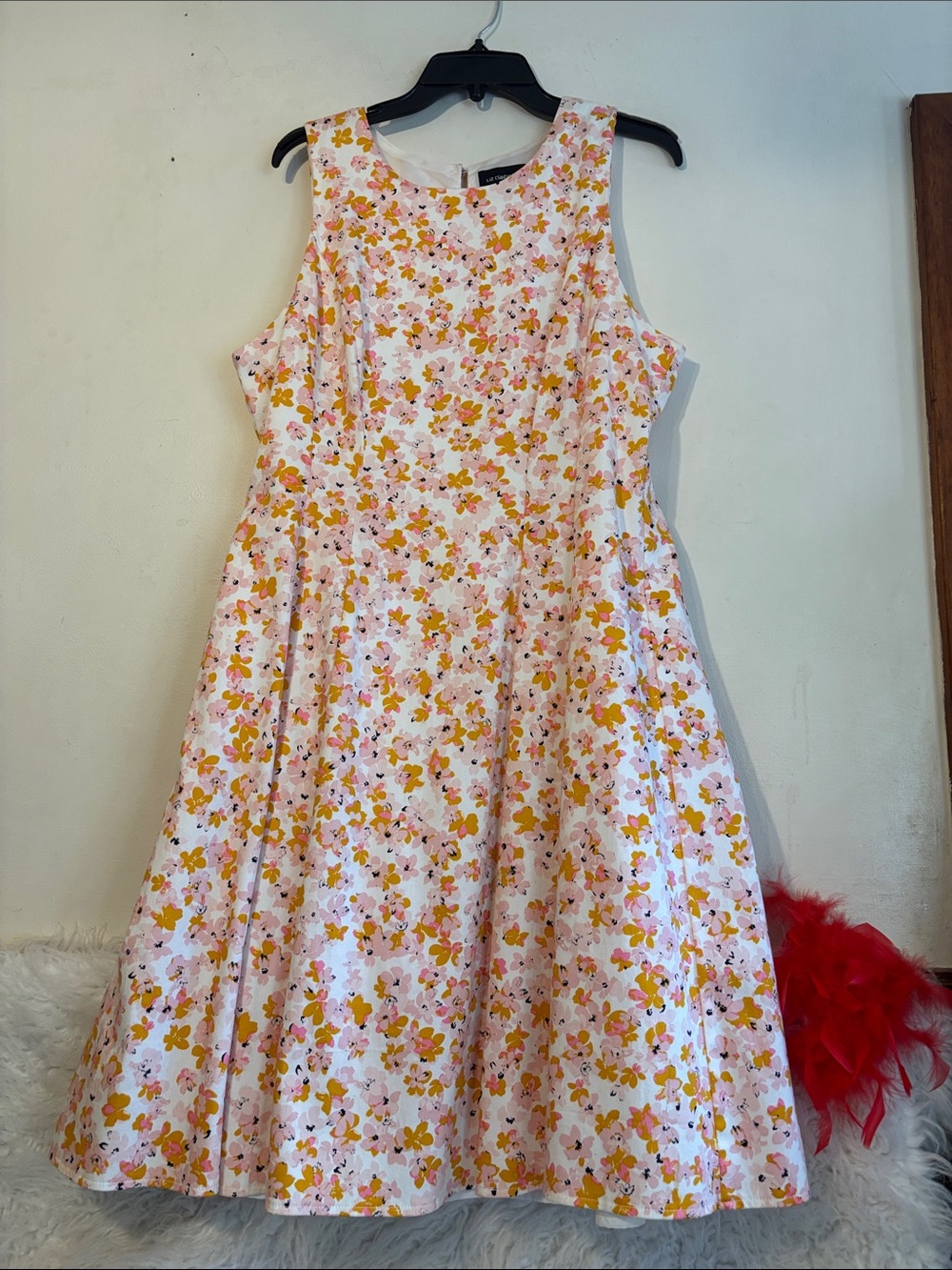 Kids Floral Fit-and-Flare Dress in Pink and Yellow